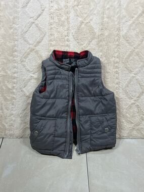 Fierce Frank Boys 2T Gray Puffer Vest Buffalo Plaid Lined Full Zip EUC